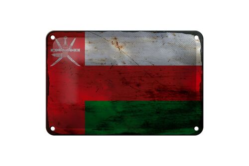Blechschild Flagge Oman 18x12cm Flag of Oman Rost Dekoration