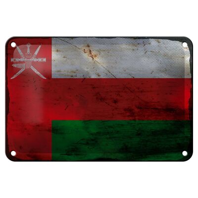 Targa in metallo Bandiera Oman 18x12 cm Bandiera dell'Oman Decorazione ruggine