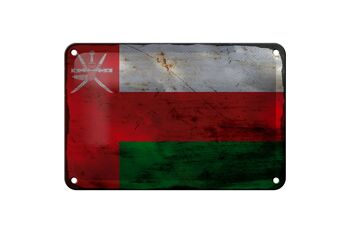 Signe en étain drapeau Oman 18x12cm, drapeau d'oman, décoration rouille 1