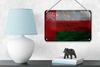 Signe en étain drapeau Oman 18x12cm, drapeau d'oman, décoration rouille 4