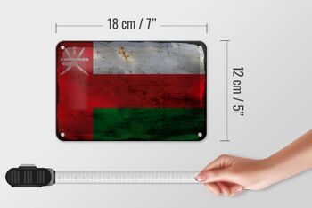 Signe en étain drapeau Oman 18x12cm, drapeau d'oman, décoration rouille 5