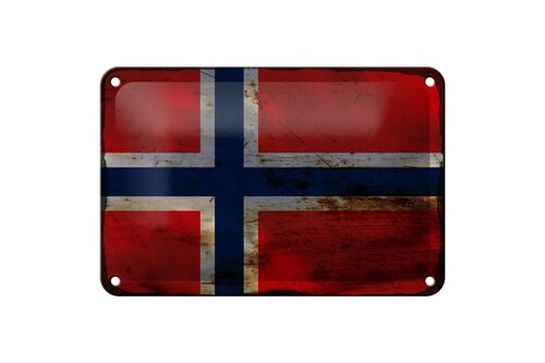 Blechschild Flagge Norwegen 18x12cm Flag Norway Rost Dekoration