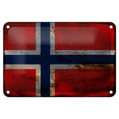 Cartel de hojalata Bandera de Noruega, 18x12cm, decoración de óxido de bandera de Noruega