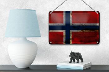 Drapeau de la norvège en étain, 18x12cm, décoration rouille de la norvège 4