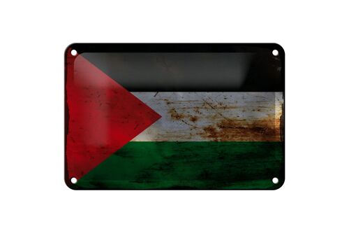 Blechschild Flagge Palästina 18x12cm Flag Palestine Rost Dekoration