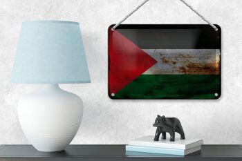 Signe en étain drapeau Palestine 18x12cm drapeau Palestine décoration rouille 4