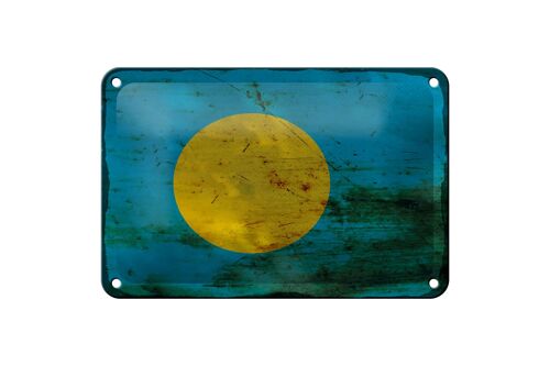 Blechschild Flagge Palau 18x12cm Flag of Palau Rost Dekoration