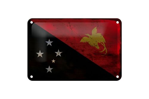 Blechschild Flagge Papua-Neuguinea 18x12cm New Guinea Rost Dekoration