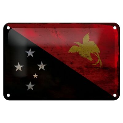 Targa in metallo Bandiera Papua Nuova Guinea 18x12 cm Nuova Guinea Decorazione ruggine