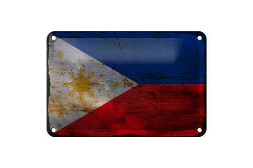 Blechschild Flagge Philippinen 18x12cm Philippines Rost Dekoration