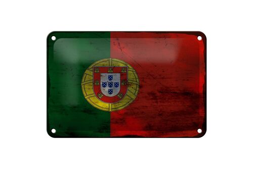 Blechschild Flagge Portugal 18x12cm Flag of Portugal Rost Dekoration