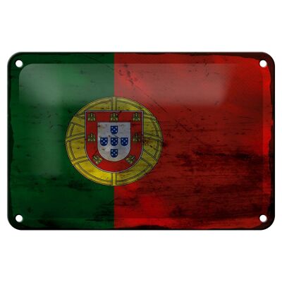 Bandera de cartel de hojalata de Portugal, 18x12cm, decoración de óxido de bandera de Portugal