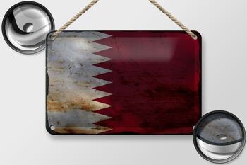 Signe en étain drapeau du Qatar 18x12cm, décoration rouille du drapeau du Qatar 2