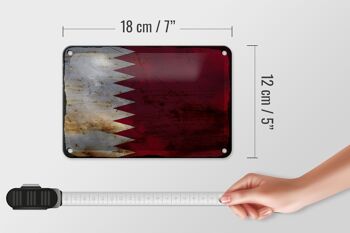 Signe en étain drapeau du Qatar 18x12cm, décoration rouille du drapeau du Qatar 5