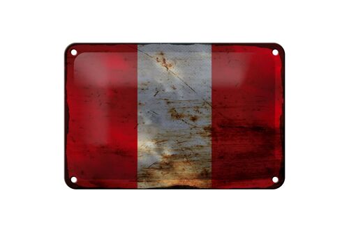 Blechschild Flagge Peru 18x12cm Flag of Peru Rost Dekoration