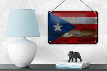 Drapeau de signe en étain de porto Rico, 18x12cm, décoration rouille de porto Rico 4