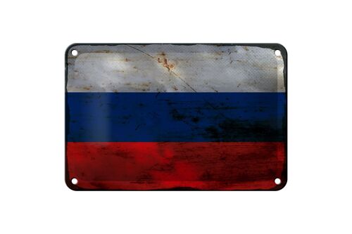 Blechschild Flagge Russland 18x12cm Flag of Russia Rost Dekoration