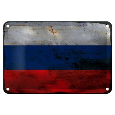 Bandera de cartel de hojalata de Rusia, 18x12cm, decoración de óxido de bandera de Rusia