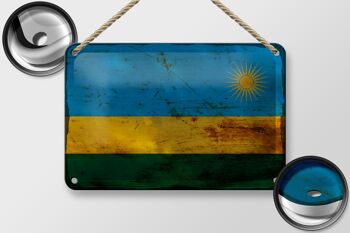 Drapeau en étain du Rwanda, 18x12cm, drapeau du Rwanda, décoration rouille 2