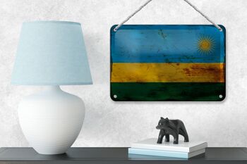 Drapeau en étain du Rwanda, 18x12cm, drapeau du Rwanda, décoration rouille 4
