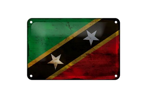 Blechschild Flagge St. Kitts und Nevis 18x12cm Flag Rost Dekoration