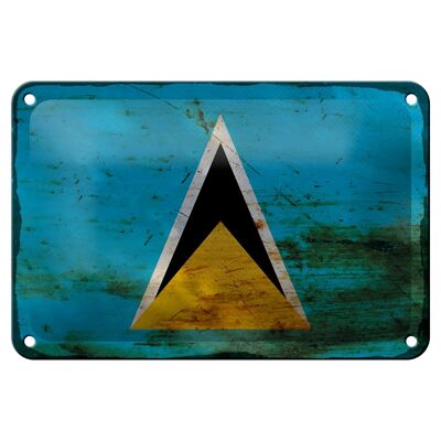 Blechschild Flagge Saint Lucia 18x12cm Saint Lucia Rost Dekoration