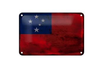 Drapeau en étain des Samoa, 18x12cm, drapeau des Samoa, décoration rouille 1