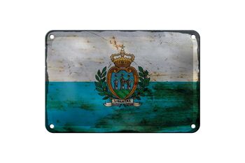 Signe en étain drapeau Saint-Marin 18x12cm décoration rouille Saint-Marin 1