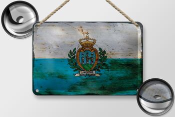 Signe en étain drapeau Saint-Marin 18x12cm décoration rouille Saint-Marin 2