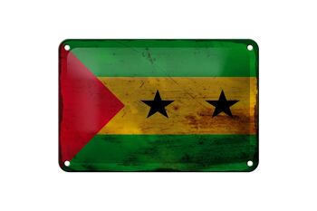 Drapeau en étain de São Tomé et Príncipe, 18x12cm, décoration rouille 1