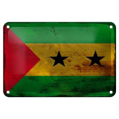 Blechschild Flagge São Tomé und Príncipe 18x12cm Flag Rost Dekoration