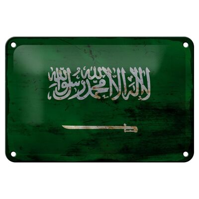 Signe en étain drapeau de l'arabie saoudite 18x12cm, décoration rouille de l'arabie saoudite