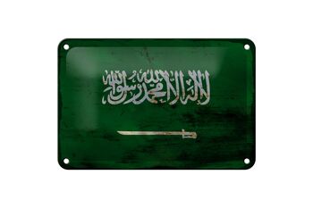 Signe en étain drapeau de l'arabie saoudite 18x12cm, décoration rouille de l'arabie saoudite 1