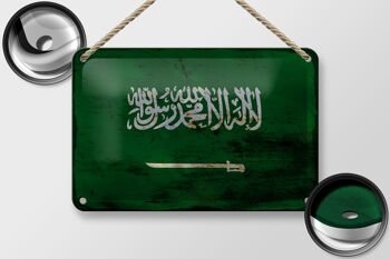 Signe en étain drapeau de l'arabie saoudite 18x12cm, décoration rouille de l'arabie saoudite 2