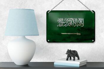 Signe en étain drapeau de l'arabie saoudite 18x12cm, décoration rouille de l'arabie saoudite 4
