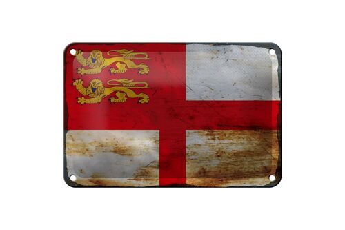 Blechschild Flagge Sark 18x12cm Flag of Sark Rost Dekoration