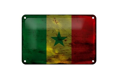 Blechschild Flagge Senegal 18x12cm Flag of Senegal Rost Dekoration