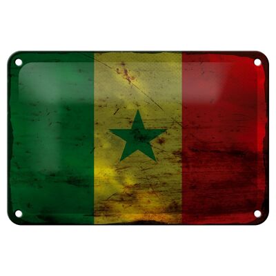 Drapeau du Sénégal en étain, 18x12cm, décoration rouille