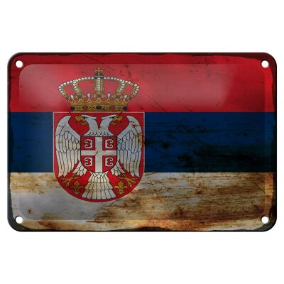 Targa in metallo Bandiera Serbia 18x12 cm Bandiera della Serbia Decorazione ruggine