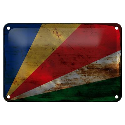 Cartel de chapa con bandera de Seychelles, 18x12cm, decoración de óxido de Seychelles