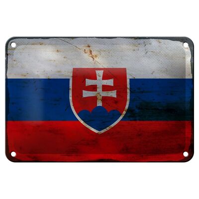 Blechschild Flagge Slowakei 18x12cm Flag of Slovakia Rost Dekoration