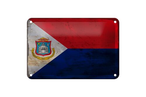 Blechschild Flagge Sint Maarten 18x12cm Sint Maarten Rost Dekoration