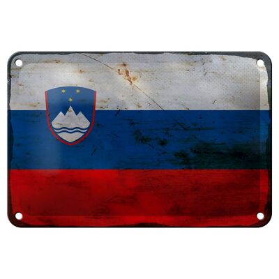 Letrero de hojalata Bandera de Eslovenia, 18x12cm, decoración de óxido de Eslovenia