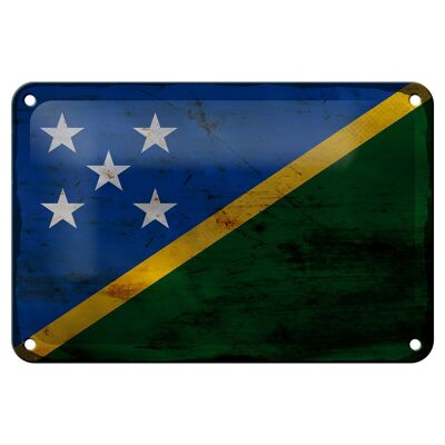 Cartel de chapa con bandera de las Islas Salomón, 18x12cm, decoración de óxido de las Islas Salomón