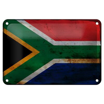 Cartel de chapa con bandera de Sudáfrica, 18x12cm, decoración de óxido de Sudáfrica