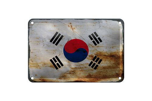 Blechschild Flagge Südkorea 18x12cm Flag South Korea Rost Dekoration