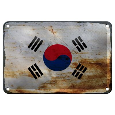 Targa in metallo Bandiera Corea del Sud 18x12 cm Bandiera Corea del Sud Decorazione ruggine