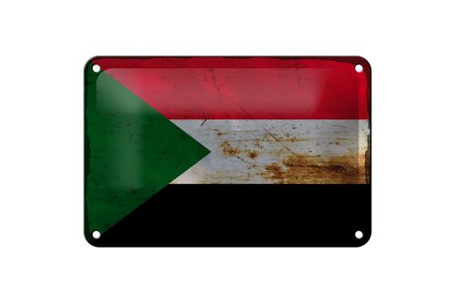 Blechschild Flagge Sudan 18x12cm Flag of Sudan Rost Dekoration