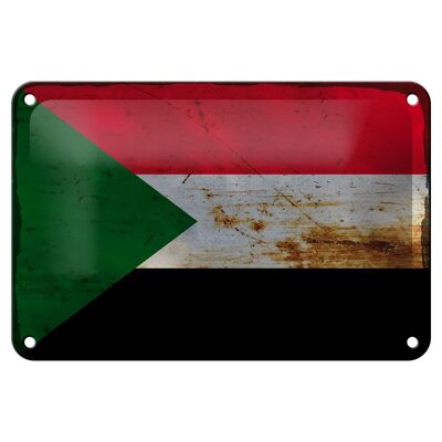 Blechschild Flagge Sudan 18x12cm Flag of Sudan Rost Dekoration