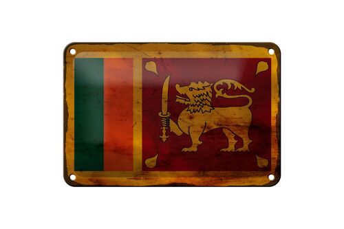 Blechschild Flagge Sri Lanka 18x12cm Flag Sri Lanka Rost Dekoration